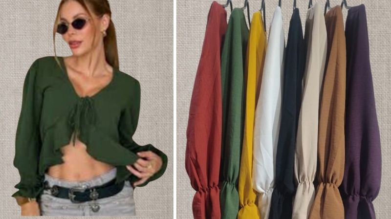 Blusas de volados, en tela duna