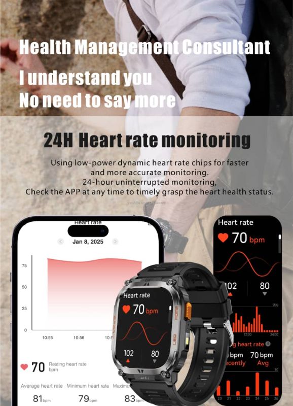 Montre connectée QX18 – GPS intégré | Écran 2,01″ | Lampe torche LED | 178+ Modes Sport | Étanchéité IP68 | Batterie 630 mAh | Appels Bluetooth