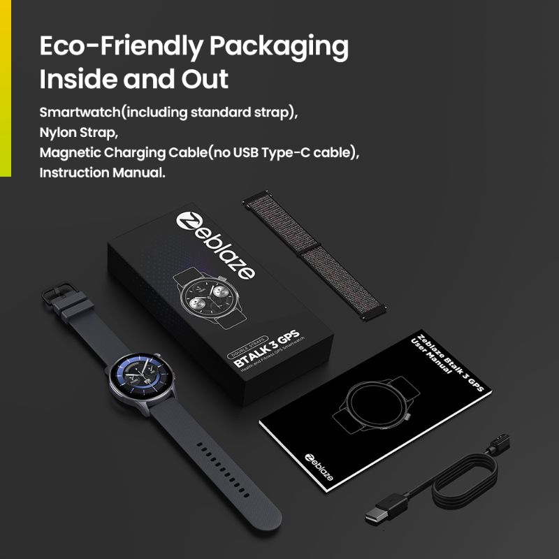 Montre connectée Zeblaze Btalk 3 GPS – Écran AMOLED 1,43″ | Appels Bluetooth Hi-Fi | GPS intégré | Suivi santé 24h | Autonomie jusqu’à 14 jours