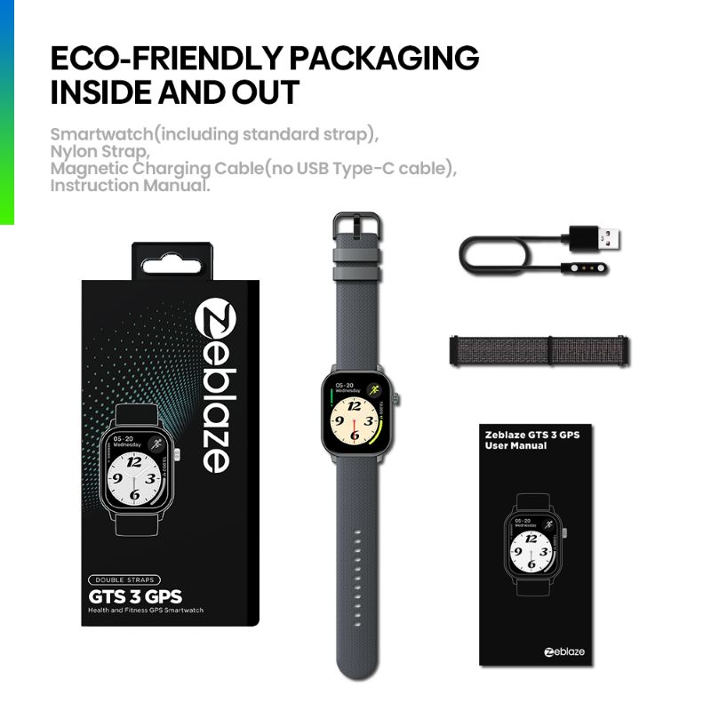 Montre connectée Zeblaze GTS 3 GPS – Écran 2.01″ | GPS intégré | Appels Bluetooth | Suivi Santé | Autonomie jusqu’à 14 jours