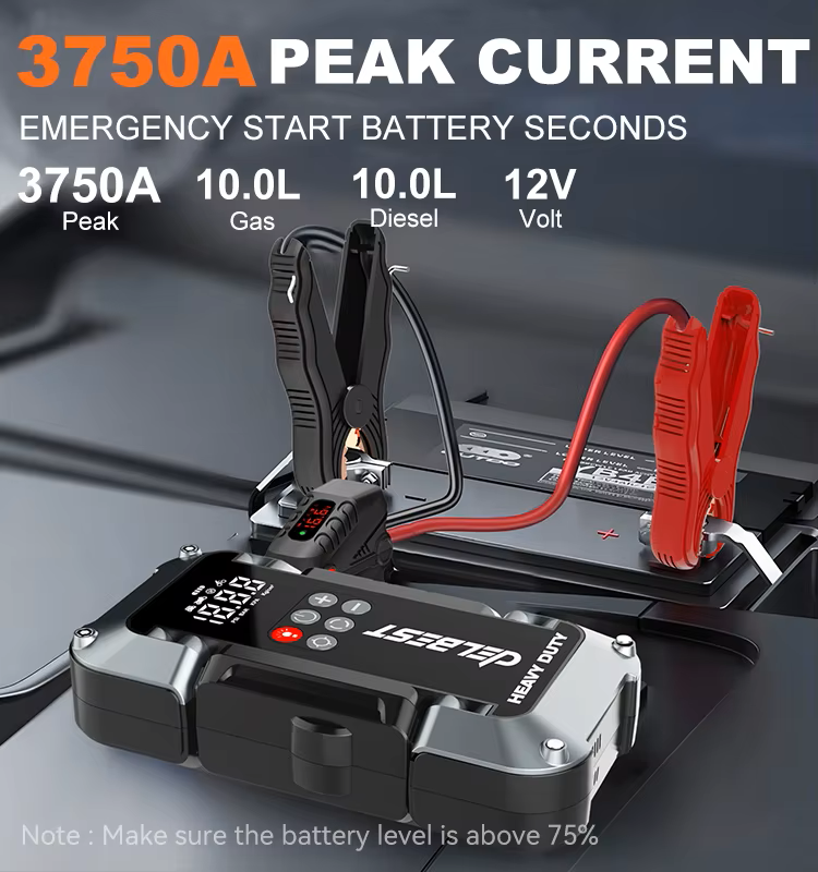 Démarreur Batterie Voiture Q20 – Booster 26 000mAh 1800A (3750A Max) – Jump Starter Portable – Power Bank USB Type-C – Lampe LED SOS – Pour Essence/Diesel jusqu’à 10,0L