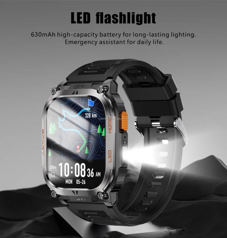 Montre connectée QX18 – GPS intégré | Écran 2,01″ | Lampe torche LED | 178+ Modes Sport | Étanchéité IP68 | Batterie 630 mAh | Appels Bluetooth