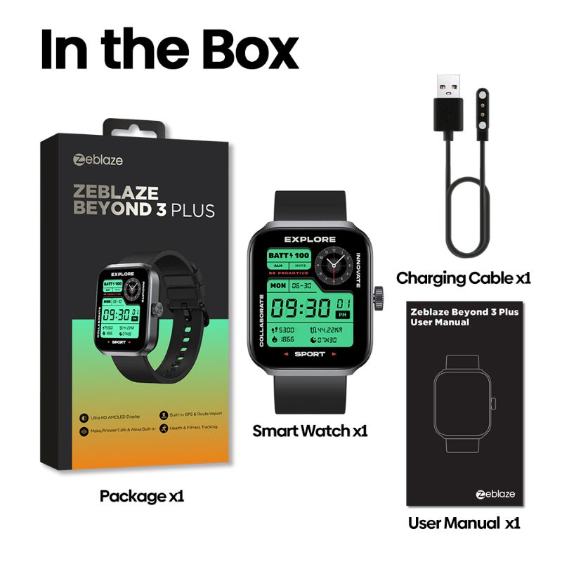 Montre connectée Zeblaze Beyond 3 Plus – Écran AMOLED | GPS intégré | Suivi Santé | Étanche 3ATM | Autonomie 45 jours | Design Premium