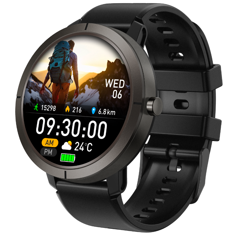 Montre connectée DM76 – GPS intégré | Écran AMOLED 1,32″ | 170+ Modes Sport | Étanchéité 5ATM | Appels Bluetooth | Boussole & Altimètre
