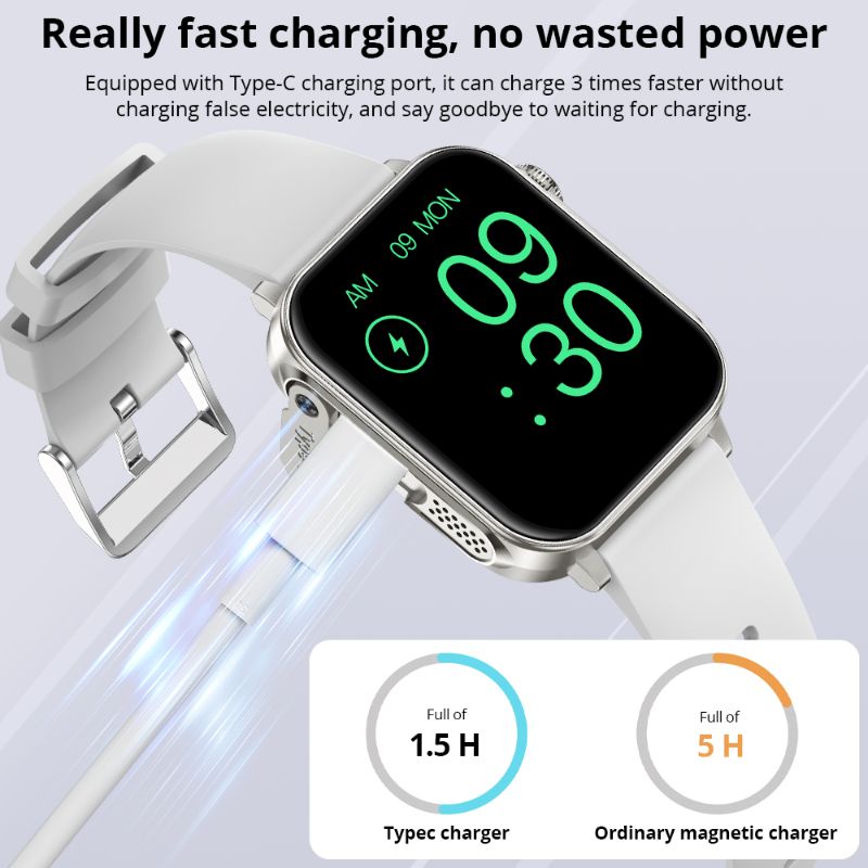 Montre connectée COLMI P80 – Écran 1,83″ | Appels Bluetooth | Tracker de sommeil & santé | Étanchéité IP67 | Autonomie 7 jours | Unisexe | Type -C