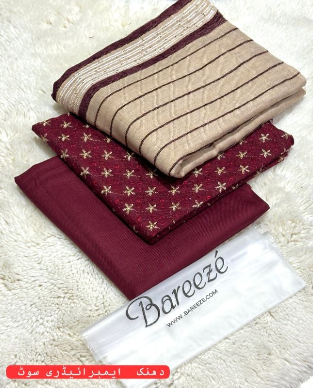 Unstitched Dhanak Embroidered 3pc