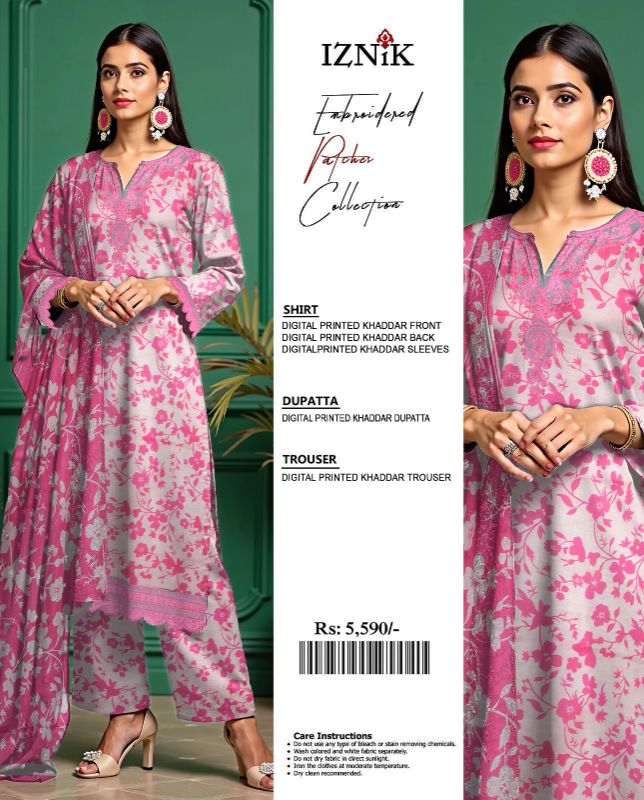 IZNiK Embroidered khaddar