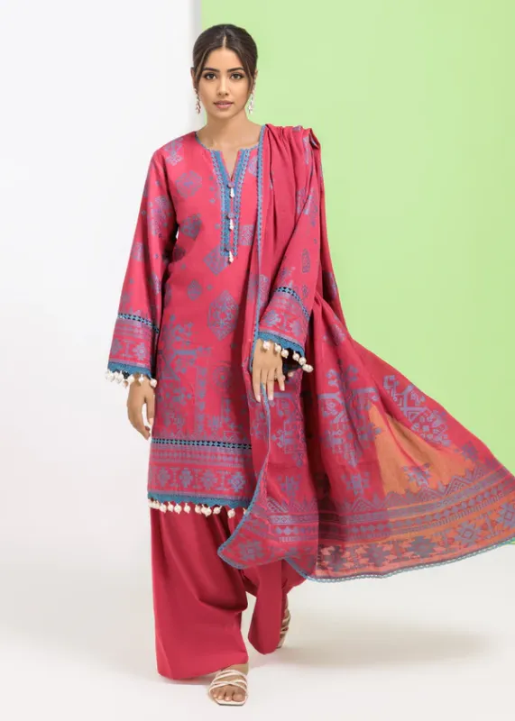 Maroon-Jacquard-3 Pc
