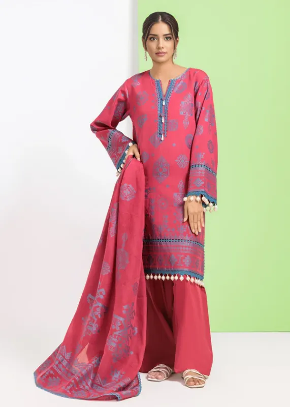 Maroon-Jacquard-3 Pc