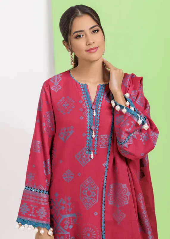 Maroon-Jacquard-3 Pc