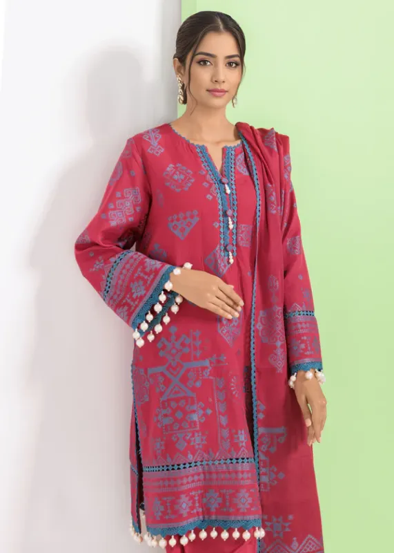 Maroon-Jacquard-3 Pc