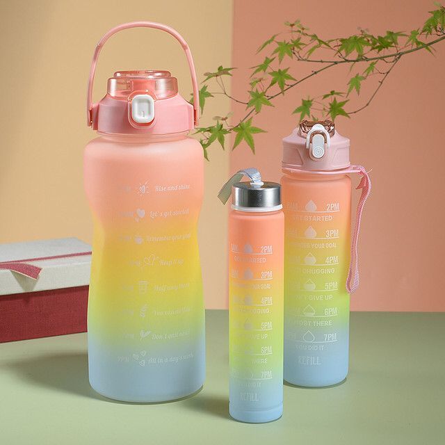 3PC Gradient Water Bottle Set – Random Colors