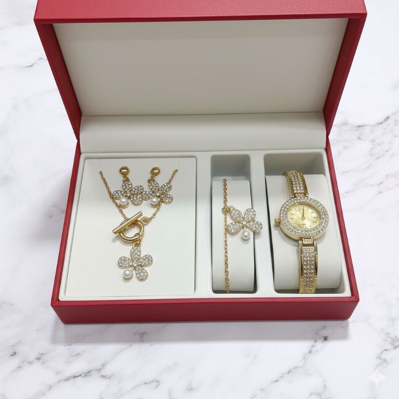 Times Golden&Silver Watch With Gift Box Packaging