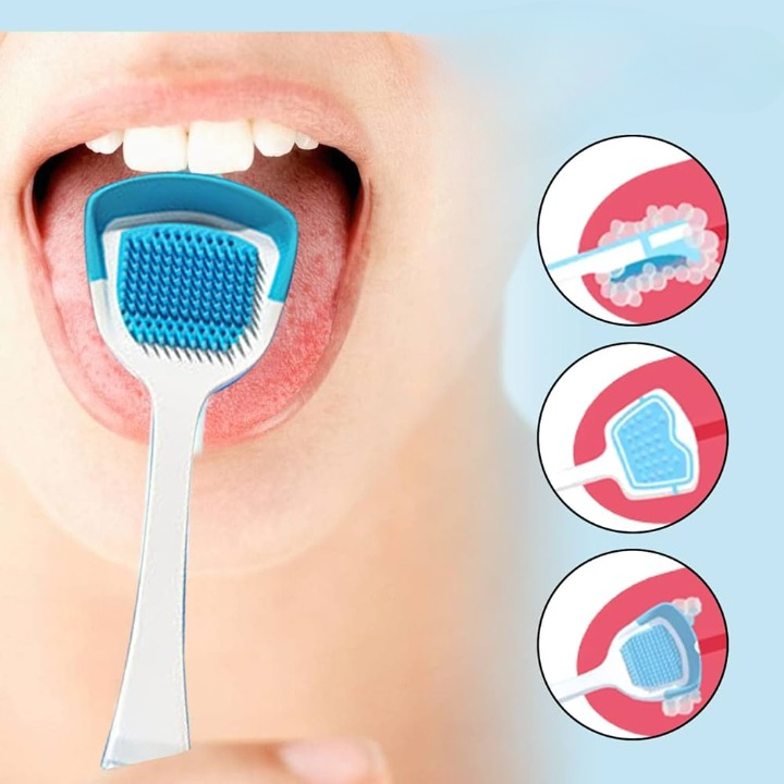 Tongue Cleaner Brush with Soft Silicone Bristles