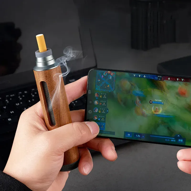 Portable Mobile Ashtray Mini Car Ashtray Anti Soot-flying Cigarette Cover Not Produce Ashes Walnut Wood Cigarette Holder