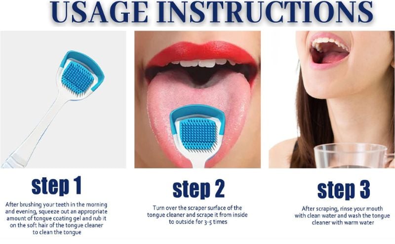 Tongue Cleaner Brush with Soft Silicone Bristles