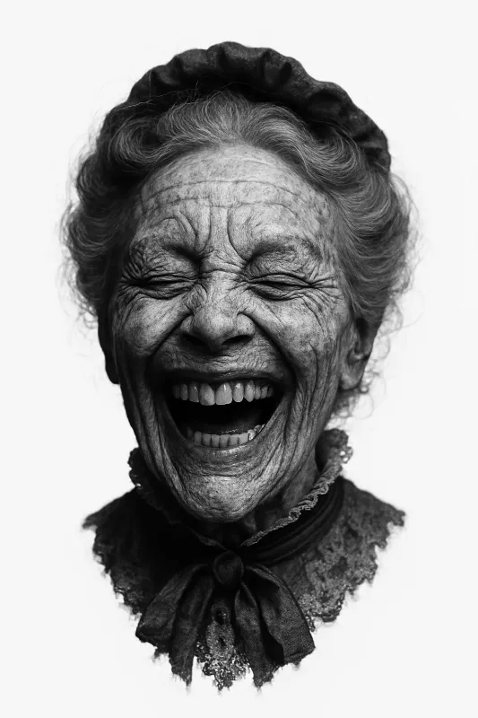 Laughing Old Woman Portrait