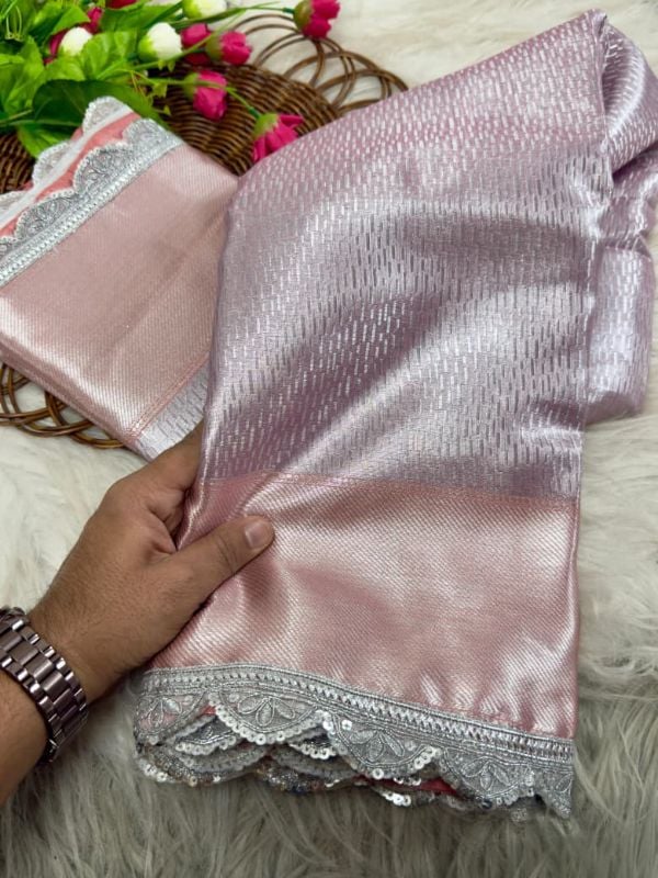 Soft pastel pink saree