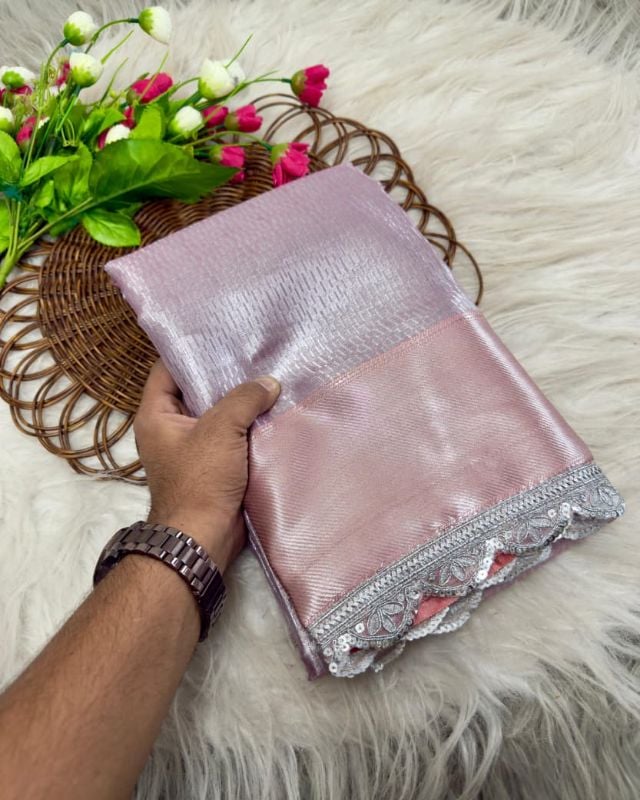 Soft pastel pink saree