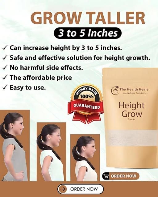 Health Healer Height Grow – 100% Natural & Organic Growth Powder to Grow Taller
