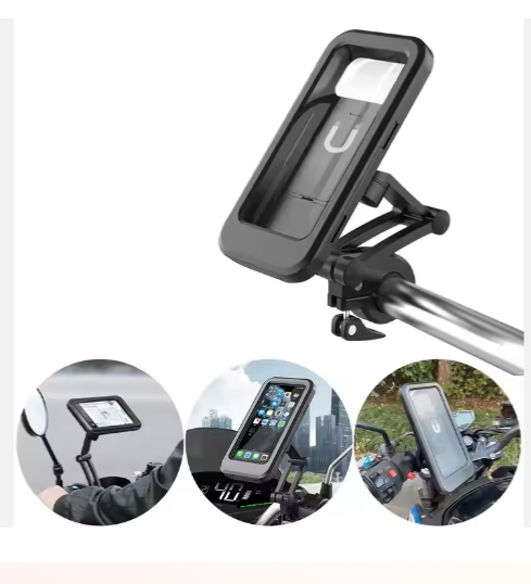 Handlebar Mobile Holder – Waterproof, 360° Rotatable & Touch Screen Friendly