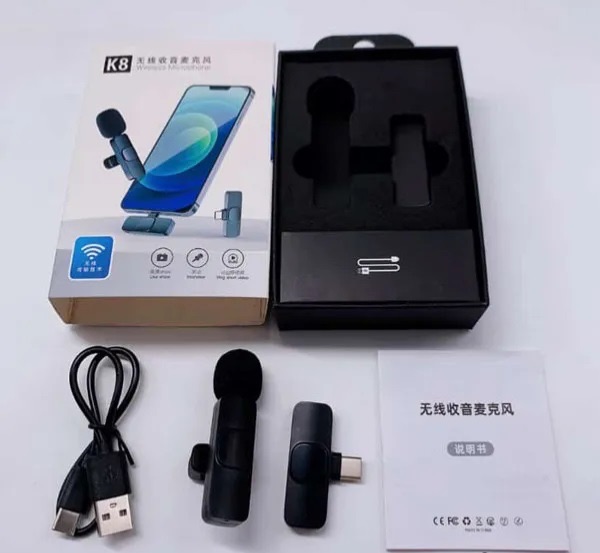 K8 Wireless Microphone | Collar Mic | Noise Cancellation | Type-C | Vlogging & Online Class