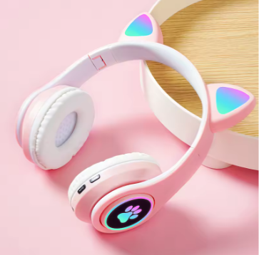 Bluetooth Cat Ear Headphones | Glow Light | Wireless + Wired | Black / Pink / Blue
