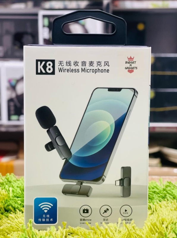 K8 Wireless Microphone | Collar Mic | Noise Cancellation | Type-C | Vlogging & Online Class