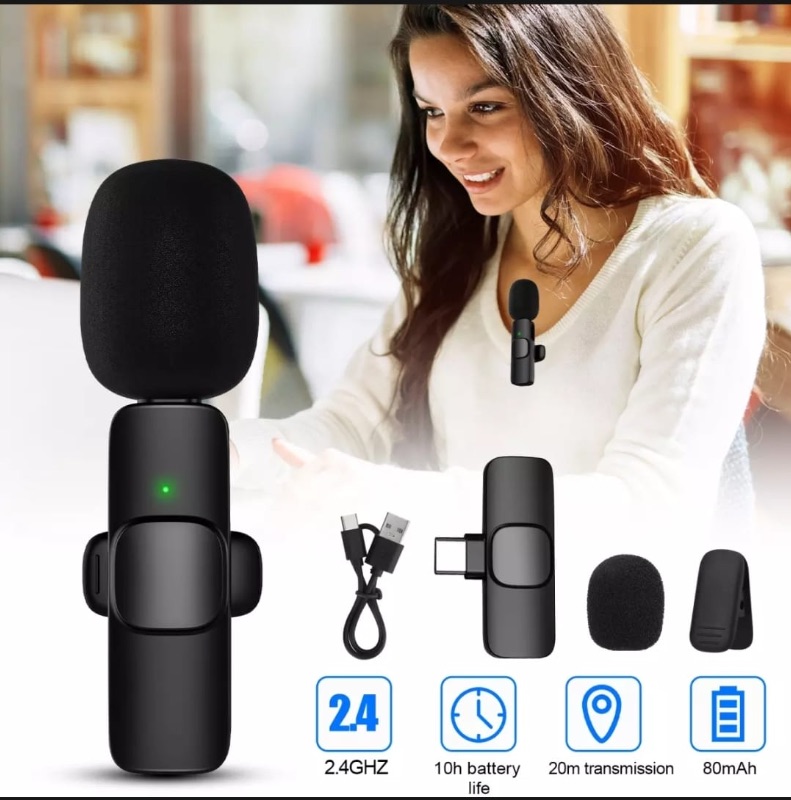 K8 Wireless Microphone | Collar Mic | Noise Cancellation | Type-C | Vlogging & Online Class