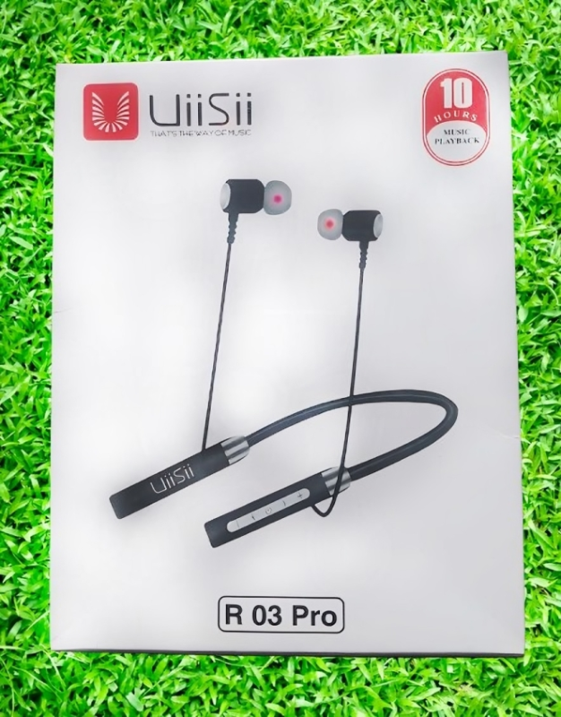 UiiSii R03 Pro Wireless Bluetooth Neckband – Heavy Bass, Long Battery Life