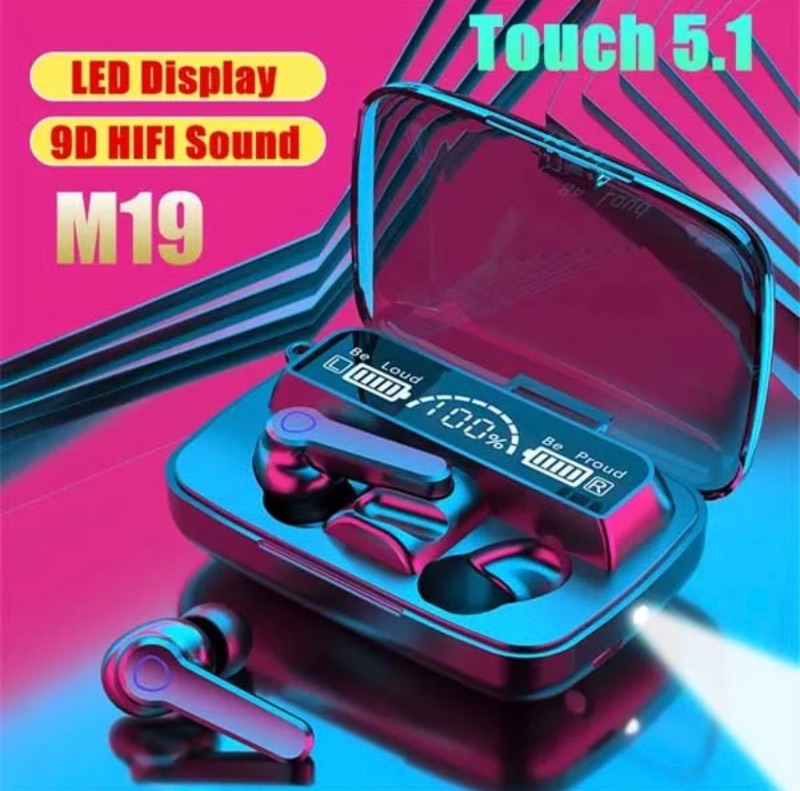 M19 Wireless Bluetooth Earbuds | LED Display | 9D HiFi Sound | Touch Control