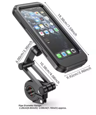 Handlebar Mobile Holder – Waterproof, 360° Rotatable & Touch Screen Friendly