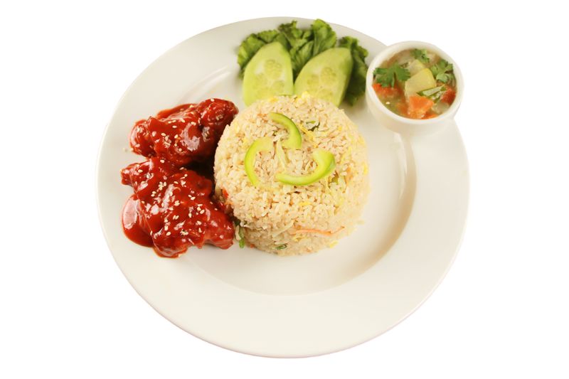 108. Fried Rice + BBQ Chicken + Chinese Vegetables + Salad