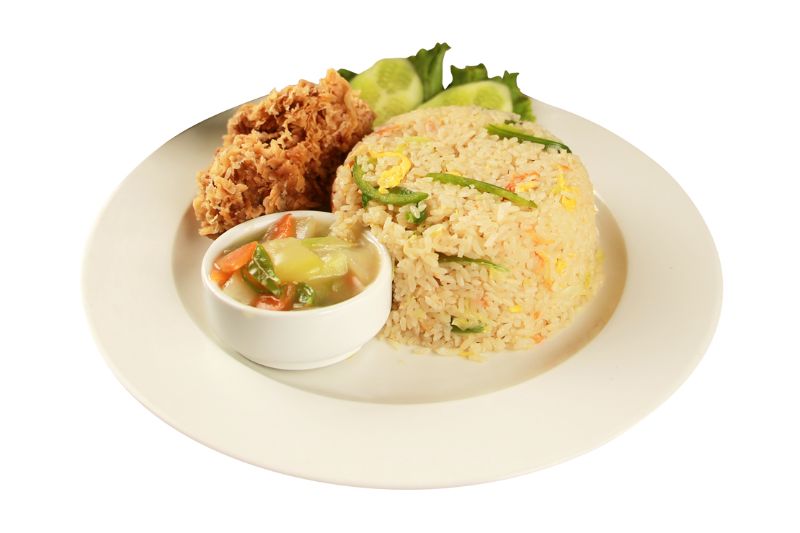 103. Fried Rice + Fried Chicken( 1 Pcs) + Chinese Vegetables + Salad