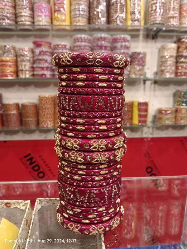 Famous Lahthi – Red Mehroon Customized Bridal Lac Bangles Online