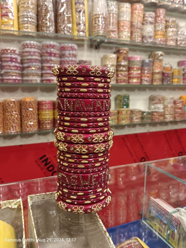 Famous Lahthi – Red Mehroon Customized Bridal Lac Bangles Online