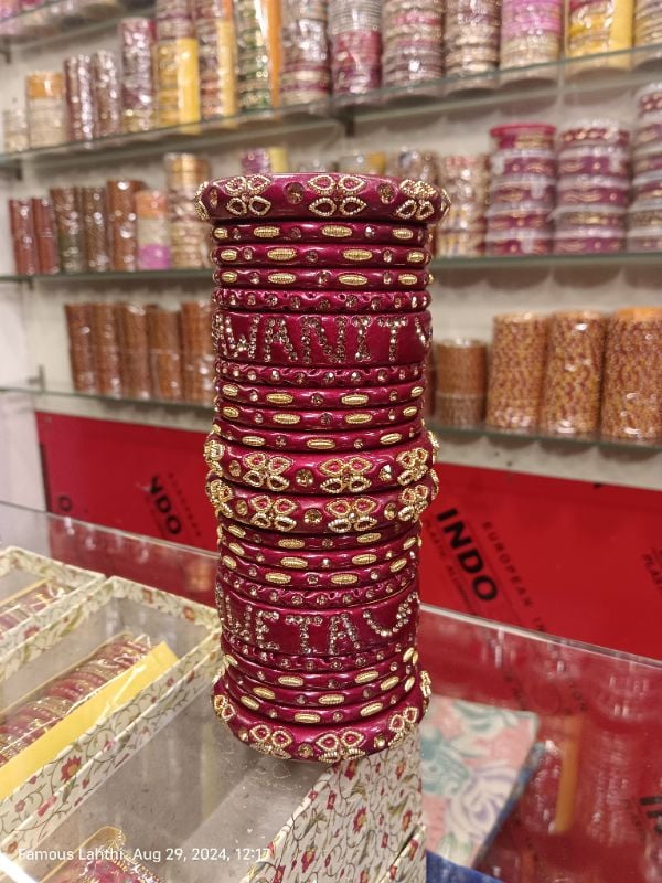 Famous Lahthi – Red Mehroon Customized Bridal Lac Bangles Online