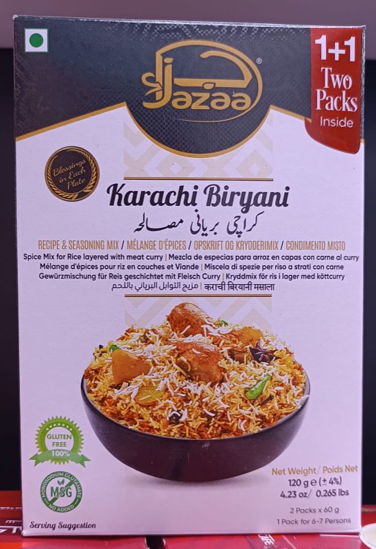 JAZAA KARACHI BIRYANI RECIPE MIX 1+1 TWO PACKS INSIDE 100G
