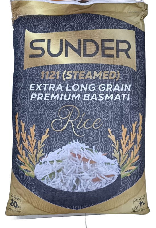 SUNDER EXTRA LONG GRAIN PREMIUM 1121 STEAMED BASMATI RICE 20KG