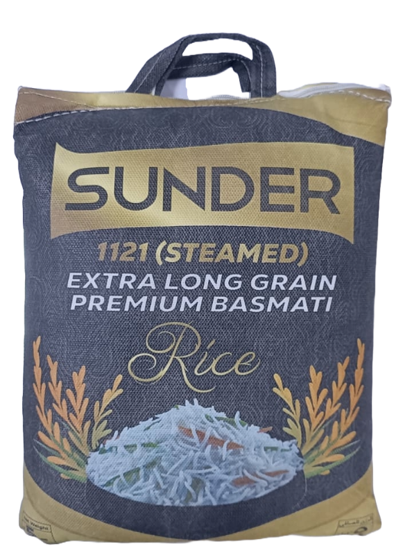 SUNDER EXTRA LONG GRAIN PREMIUM 1121 STEAMED BASMATI RICE 5KG
