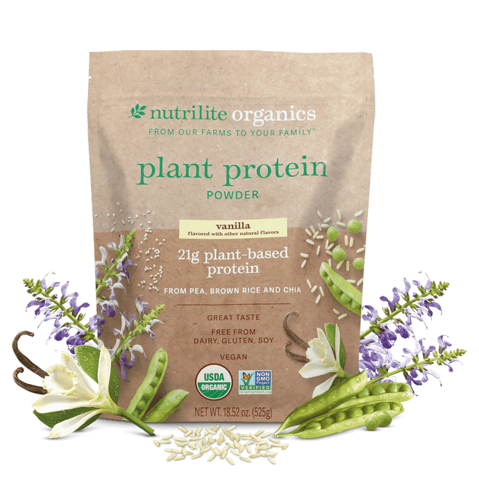 Poudre de protéines végétales Nutrilite™ Organics - Vanille
: - Toutes les protéines végétales n'ont pas besoin d'avoir le goût de... bien... des plantes. Commencez votre journée avec une saveur de vanille veloutée remplie de bonté biologique pure avec 21 grammes de protéines végétales puissantes provenant de riz brun sain, ainsi que des pois et du chia cultivés dans nos propres fermes biologiques et fermes partenaires.