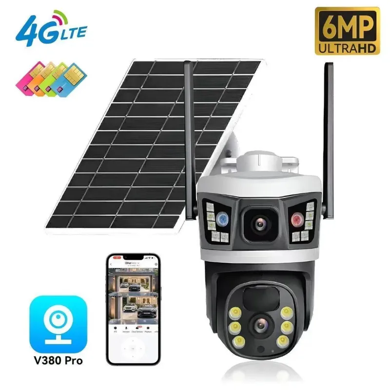 Caméra V380 pro avec batterie solaire puce et wifi