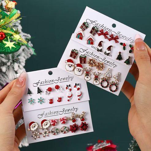 Lot de 6 boucles d'oreilles Noël