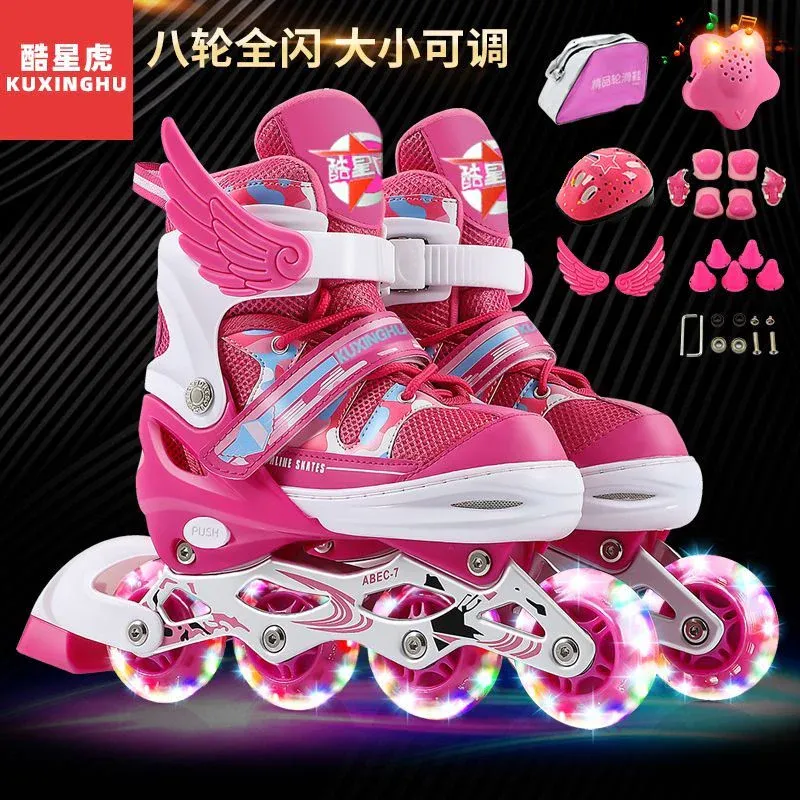 Ensemble complet de patins à roulettes pour enfants pour garçons et filles