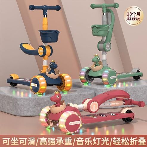 Trottinette pour enfants avec siège trois en un 3 à 7ans, 64cm
Couleur: Bleu orange,Vert et Rose