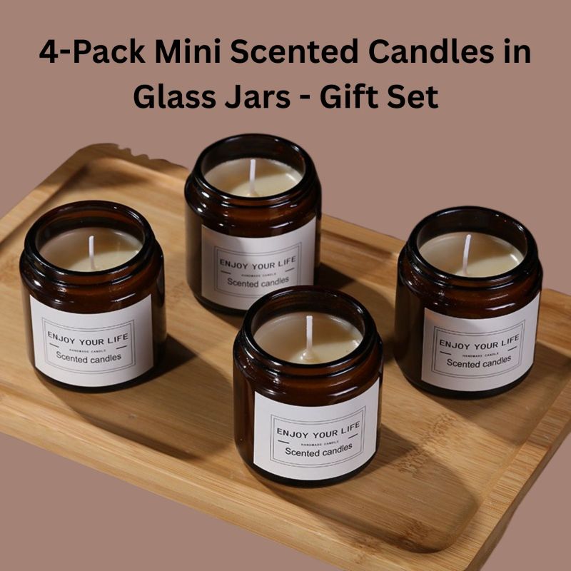 4-Pack Mini Scented Candles in Glass Jars - Gift Set