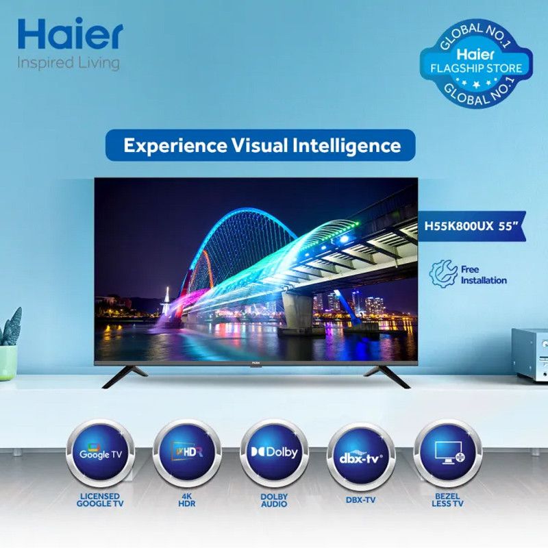 Haier H55K800UX 55" Inch Bezel Less Smart LED DBX TV With Official Warranty