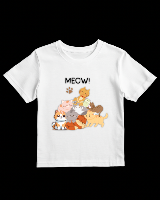 Group of Cats - Round Neck T shirt for Kids