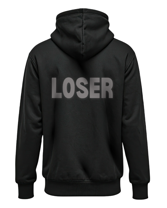 Loser - Printed Fleece Hoodie - Kangaroo Pocket Style - For Men