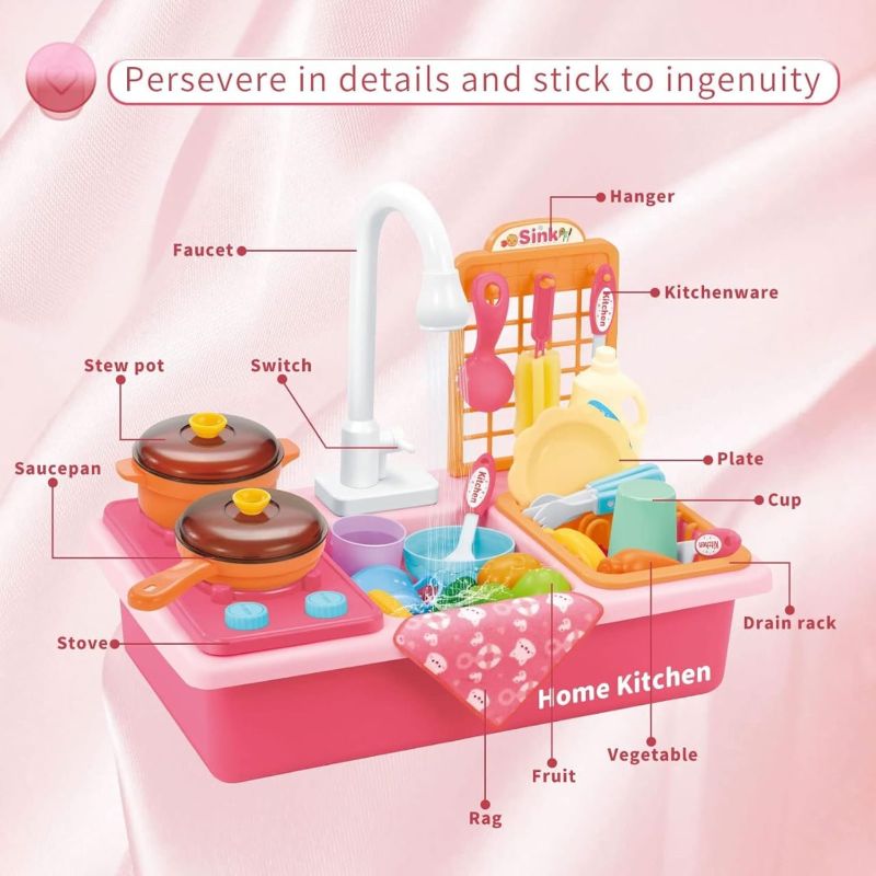 Jouets de Cuisine a Eau pour Enfants
pour garçons et filles (robinets automatiques fonctionnels améliorés)